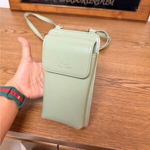 Sage Green Crossbody Phone & Card Holder